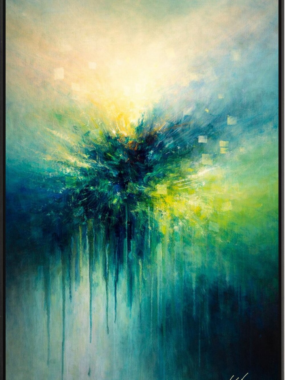Blue Green Abstract Wall Art Print 24x36 Modern Home Decor